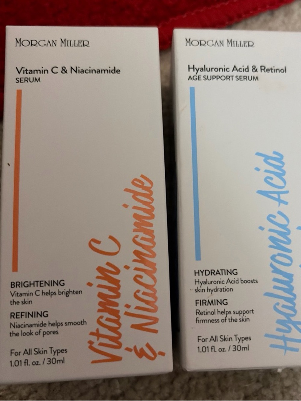 Morgan Miller Vitamin C & Niacinamide Brightening Serum & Hyaluronic Acid & Reti